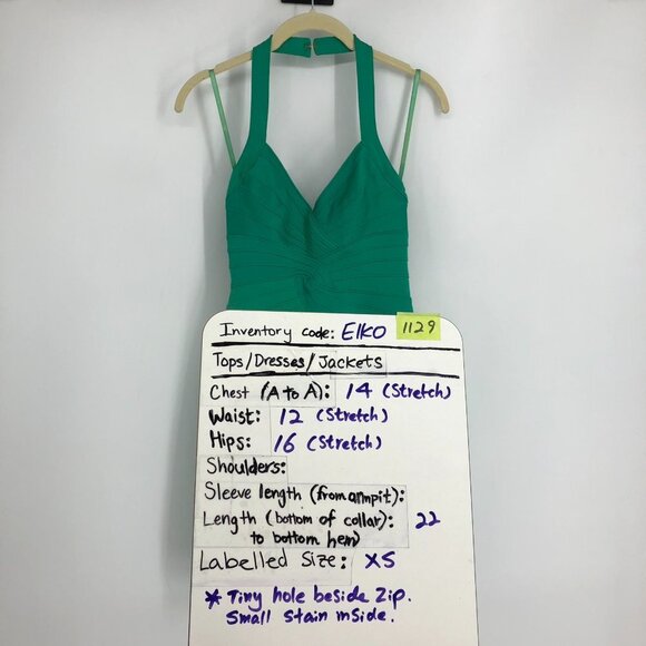 BCBG MaxAzria emerald green halter  neck bodycon mini dress size XS - Picture 15 of 16